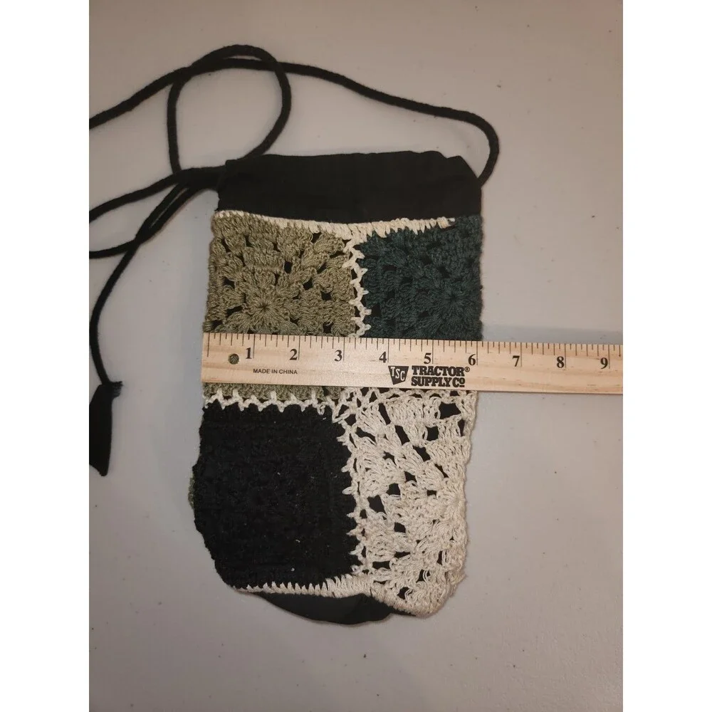 Crochet Patch Purse Water Bottle Holder Outdoor Boho Festival Fun 6